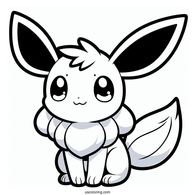 Easy Outline Of Smiling Sylveon Coloring Page For Preschoolers