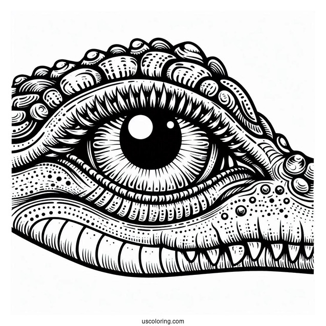 Coloring Page Of a Crocodile Eye