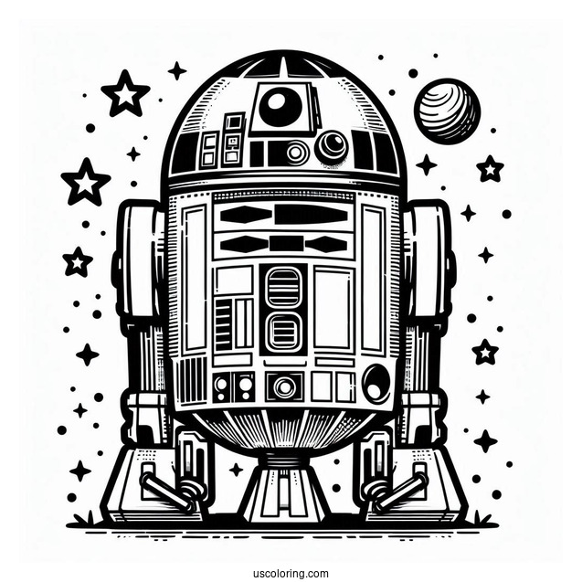 Cute R2-D2 Coloring Page Comic