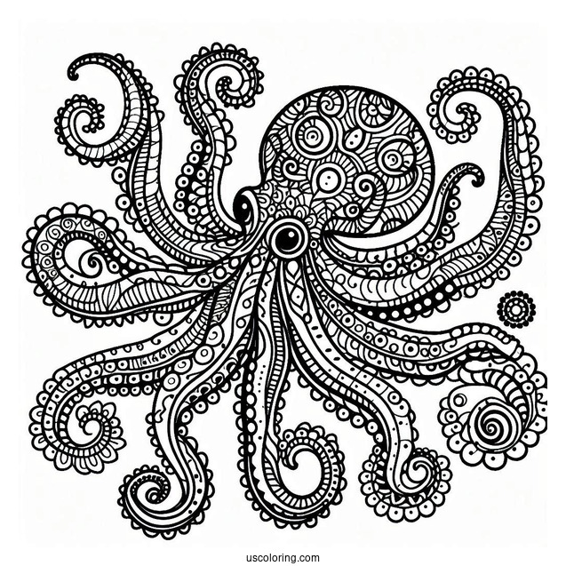 Easy Mandala Octopus Coloring Page