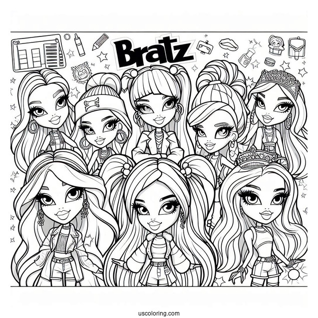 Coloring Page Of Bratz Poster