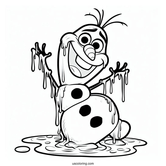 Melting Olaf Coloring Page