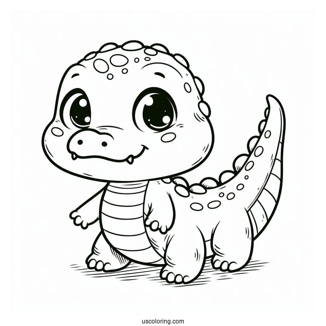 Adorable Baby Crocodile Coloring Page For Toddlers