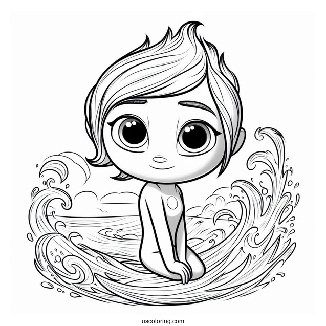 Pixar Coloring Page of Ember Lumen And Wade Ripple From Elemental