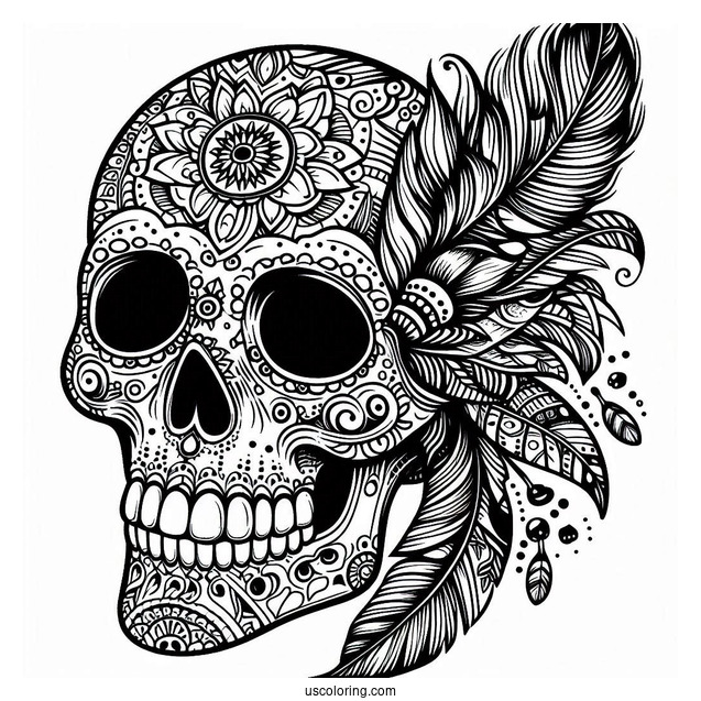 Danger Full Skull Skeleton Coloring Page