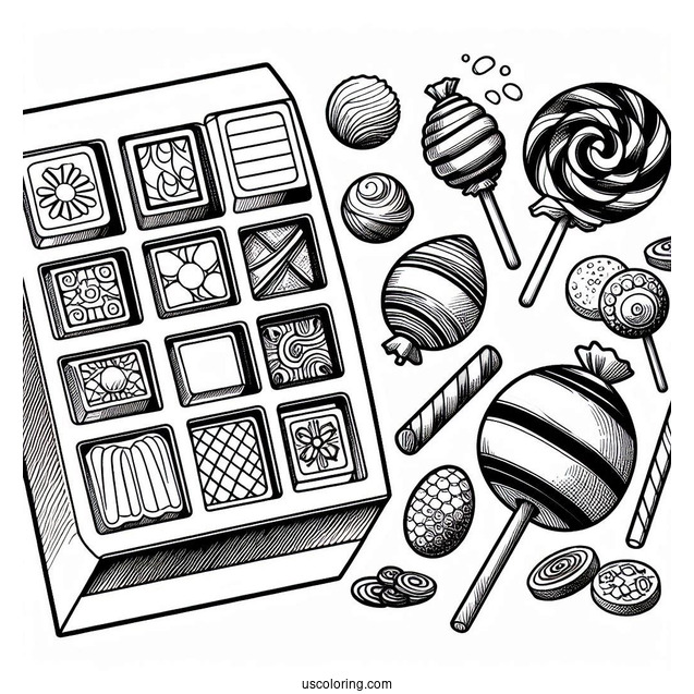 Chocolate Block Coloring Page For Kids