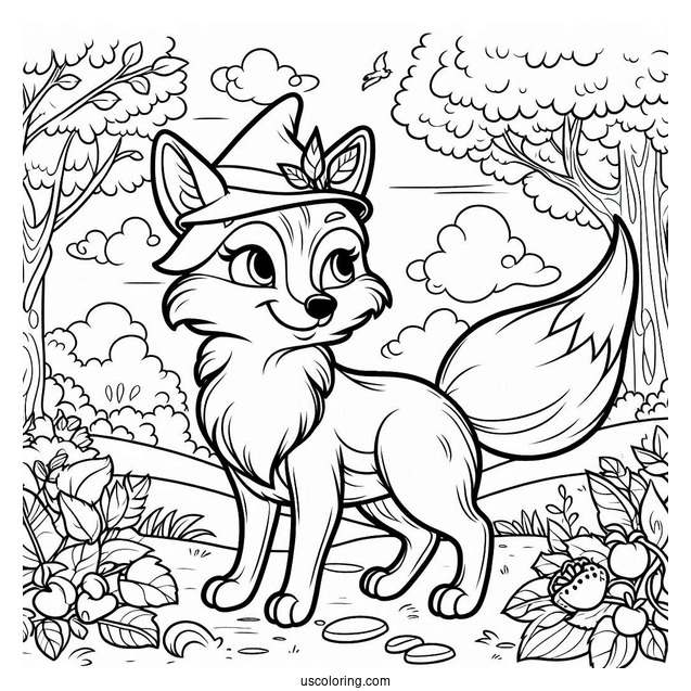 Fox Coloring Page Robin Hood In The Forest