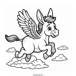 Flying Donkey Coloring Page
