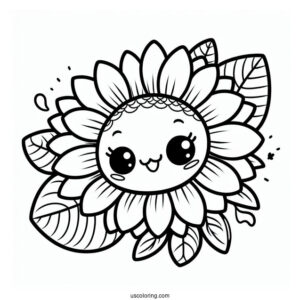 Kawaii Sunflower Coloring Page