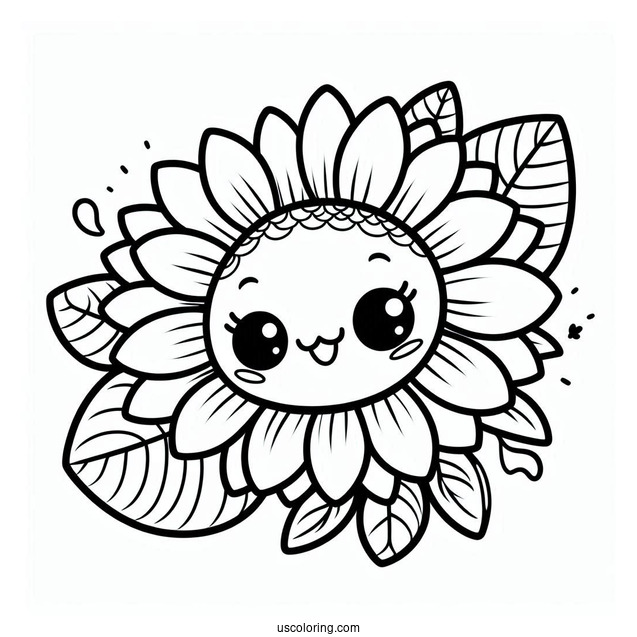 Kawaii Sunflower Coloring Page