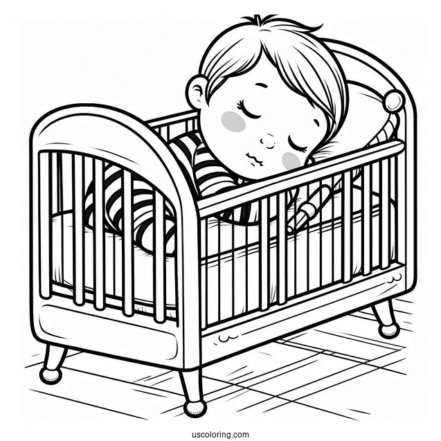 Baby Coloring Page Sleeping In Crib