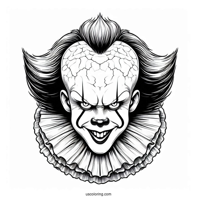 Scary Pennywise Coloring Page Of Face For Kids