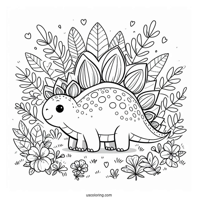 Baby Stegosaurus Coloring Page For Kids