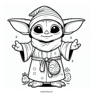Easter Themed Baby Yoda To Color