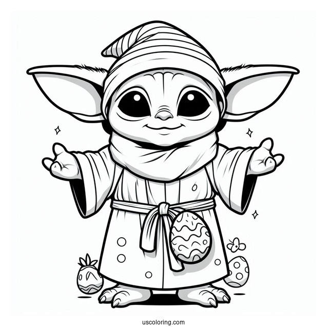 Easter Themed Baby Yoda To Color