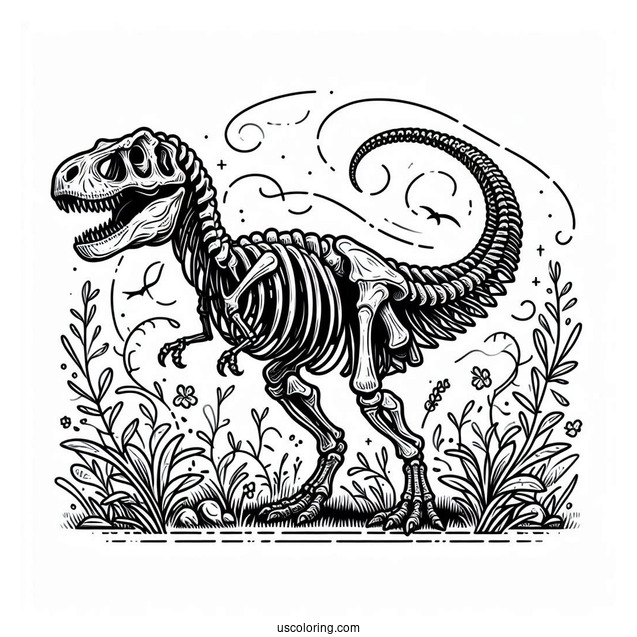 Tyrannosaurus Rex Skeleton Coloring Page