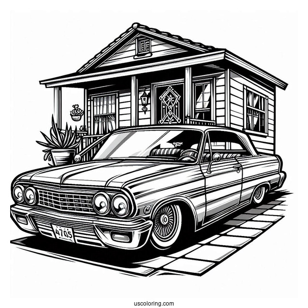 Cartoon Lowrider Coloring Page For Kids