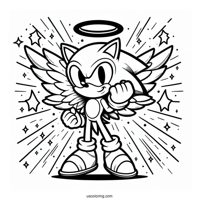 Super Sonic Coloring Page With Fist Up In Angel Island