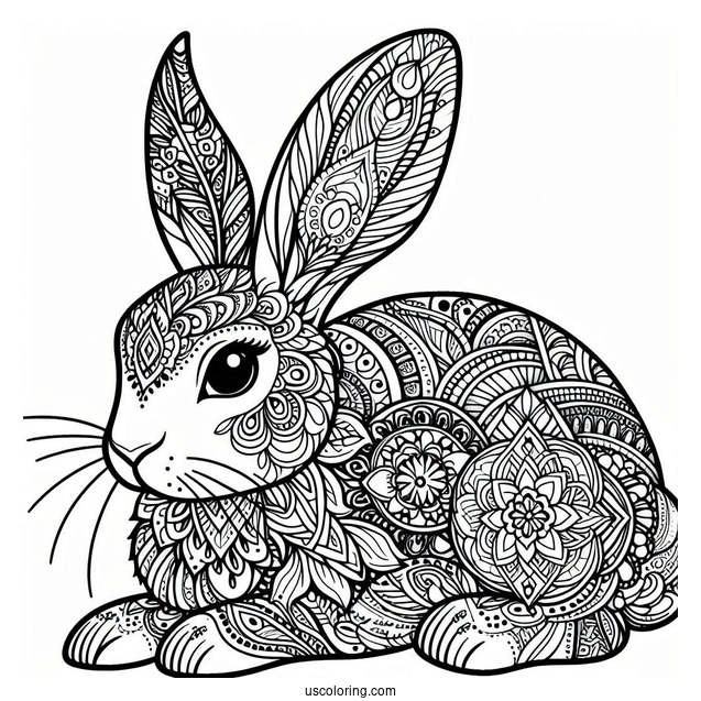 Intricate Rabbit Coloring Page Mandala