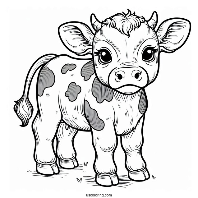 Easy Baby Cow Coloring In Page