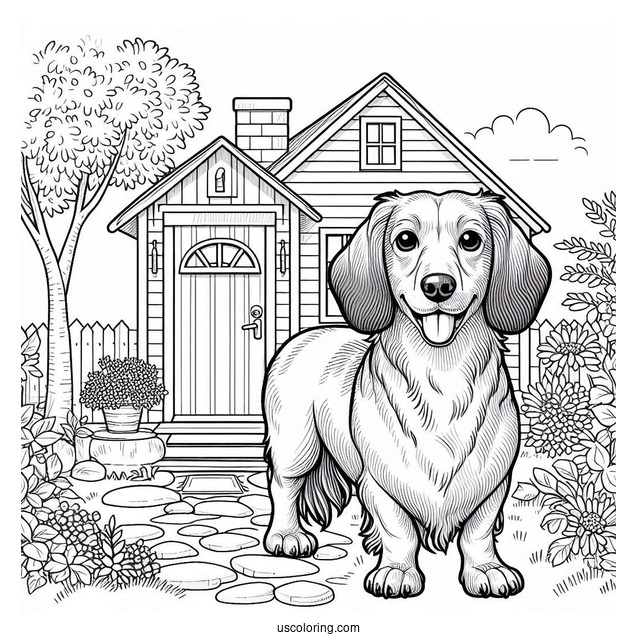 Dachshund Dog Outside Of House