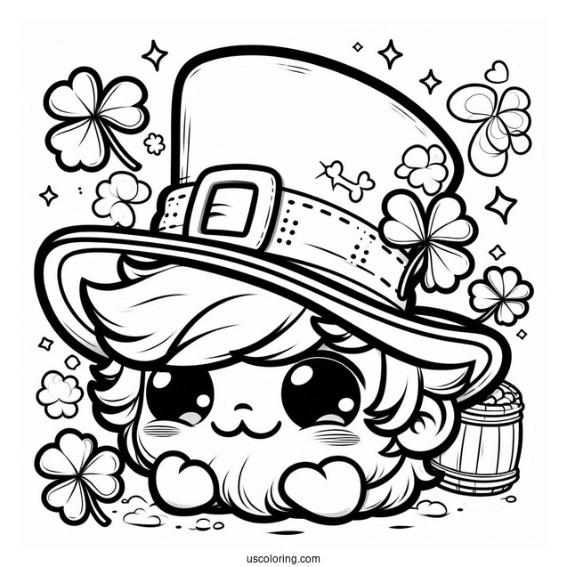 St. Patrick's Day Coloring Page Of Easy Leprechaun Hat With Shamrock For Kids