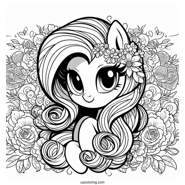 Equestria Girls Rarity Coloring Page With Floral Background
