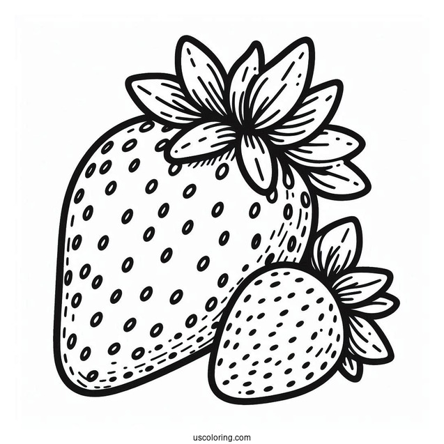 Strawberry Coloring Page Fruit Flashcard For Kids