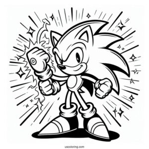 Super Sonic Coloring Page Power Up With Special Gloves