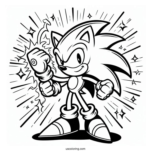 Super Sonic Coloring Page Power Up With Special Gloves