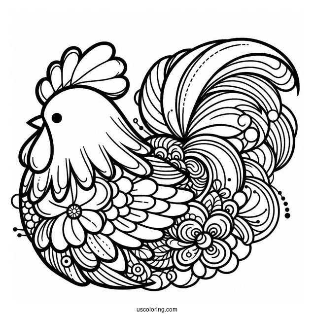 Chinese Silk Chicken Coloring Page