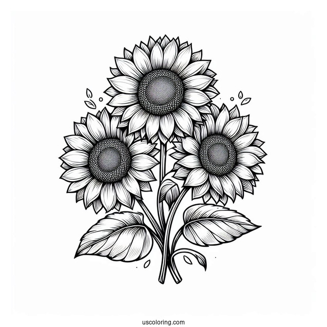 Three Big Beautiful Sunflowers