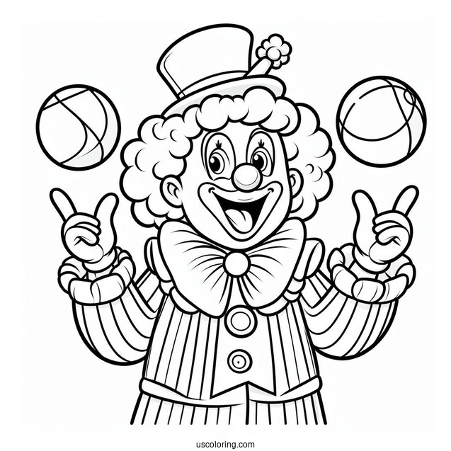Happy Clown Juggling Coloring Sheet