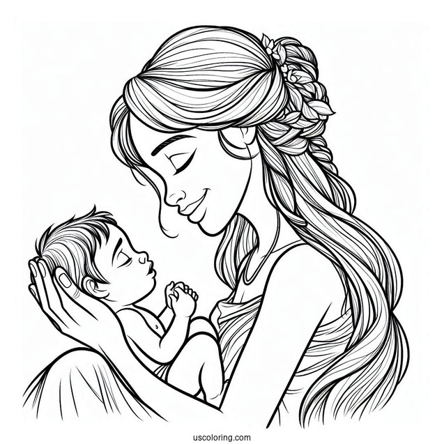 Kala Cradling Baby Tarzan Coloring Page For Kids
