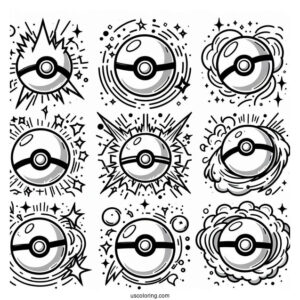 Full Page Pokéball Coloring Page In Different Designs