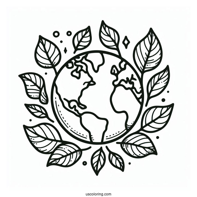 Adorable Earth Sprouting Leaves Coloring Page For Kids