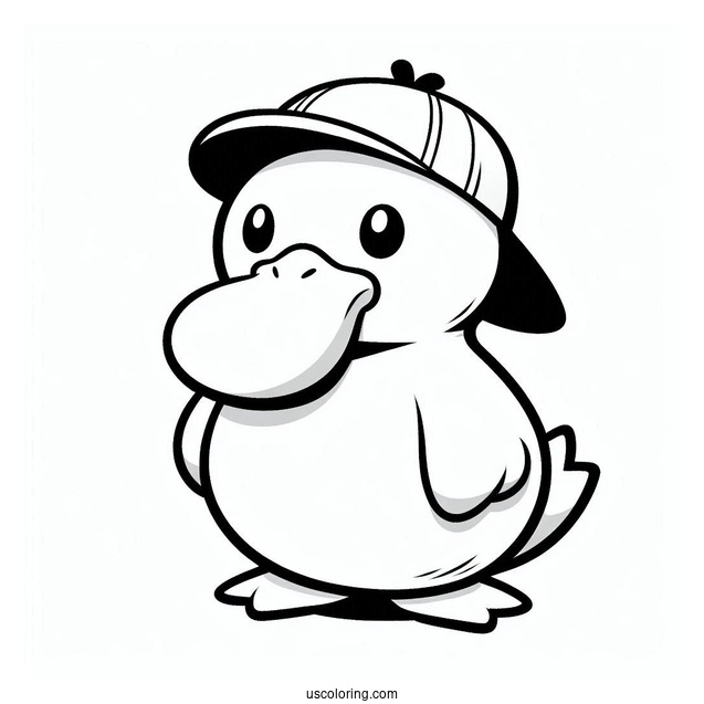 Psyduck Coloring Page Wearing A Cap