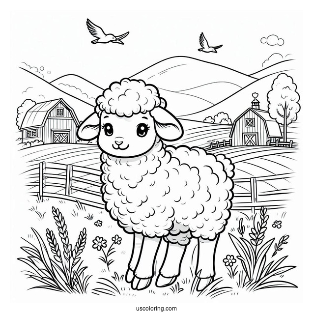 Sheep Walking Around Field On Farm