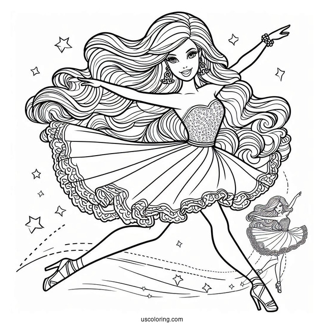 Barbie Dancing Coloring Page
