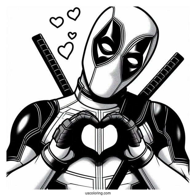 Deadpool Making Love Heart Shape To Color