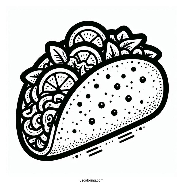 Easy Taco Coloring Page Outline For Preschoolers