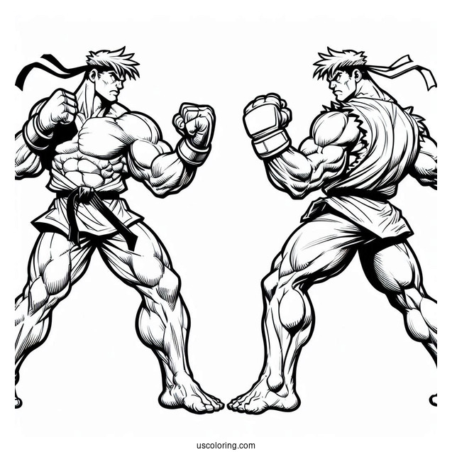 Street Fighter Coloring Page Of Simple Guile In Fighting Pose For Kids
