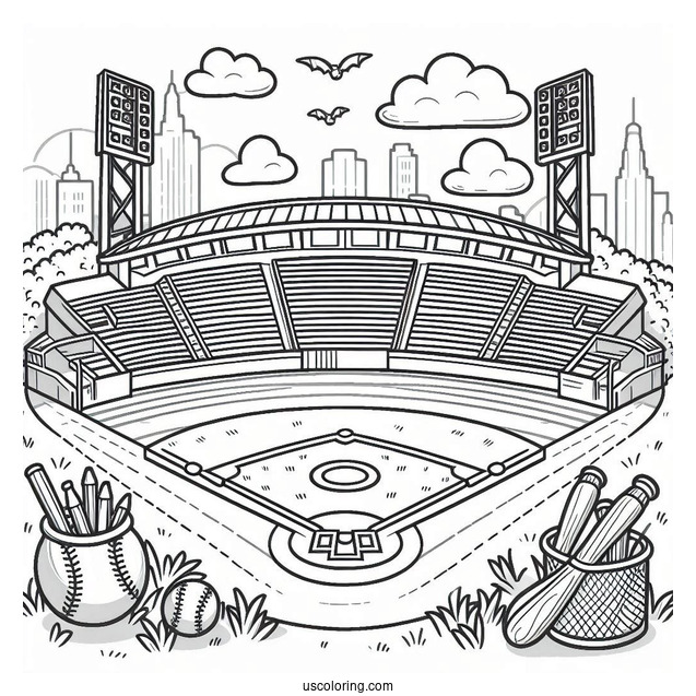 Baseball Stadium Coloring Page