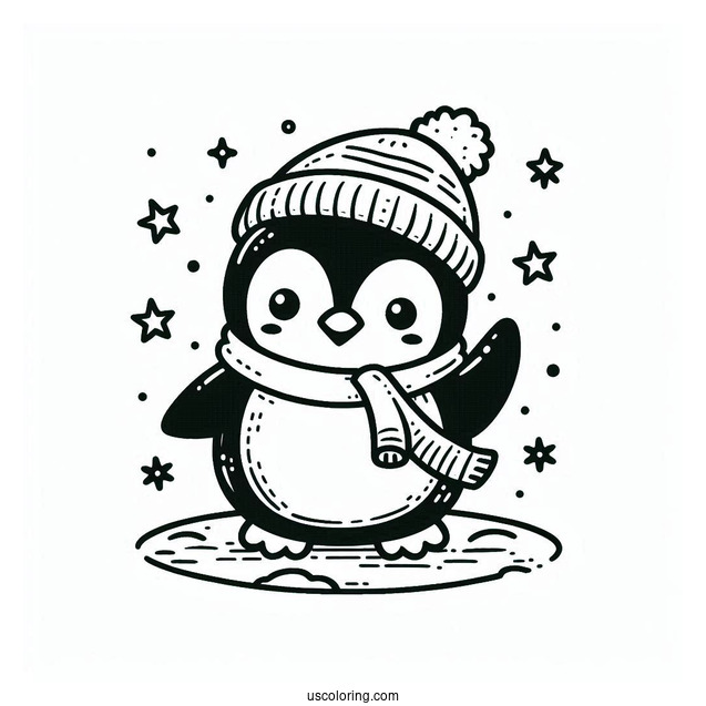 Adorable Winter Themed Penguin