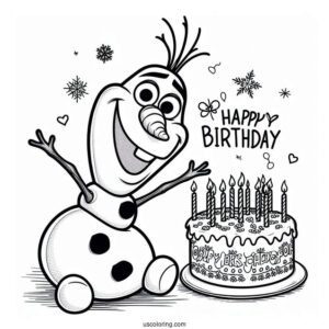 Olaf Happy Birthday Coloring Page For Kids
