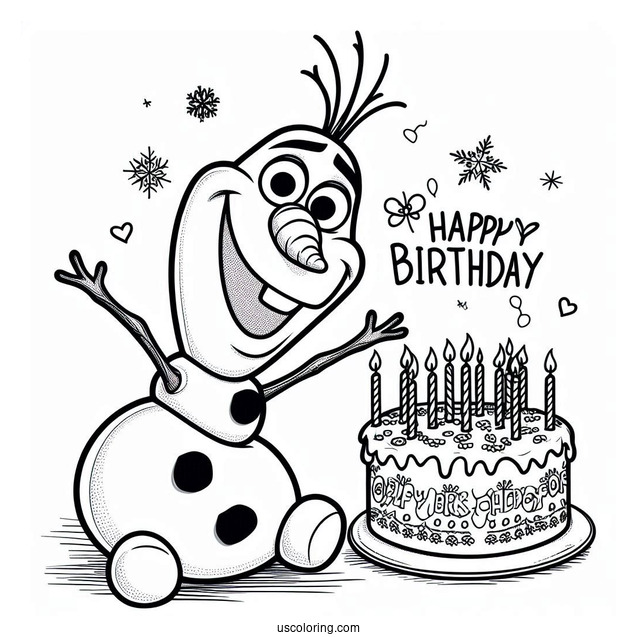 Olaf Happy Birthday Coloring Page For Kids