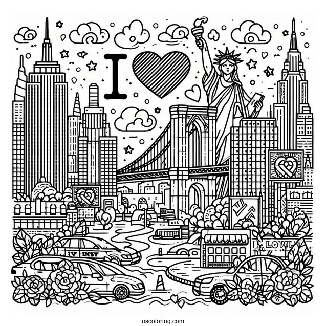I Love New York Coloring Page For Kids