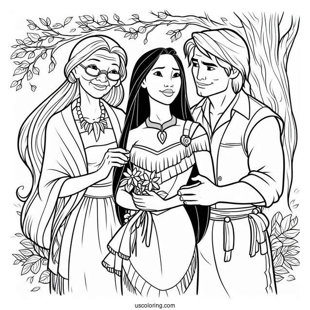 Pocahontas And John Smith With Grandmother Willow