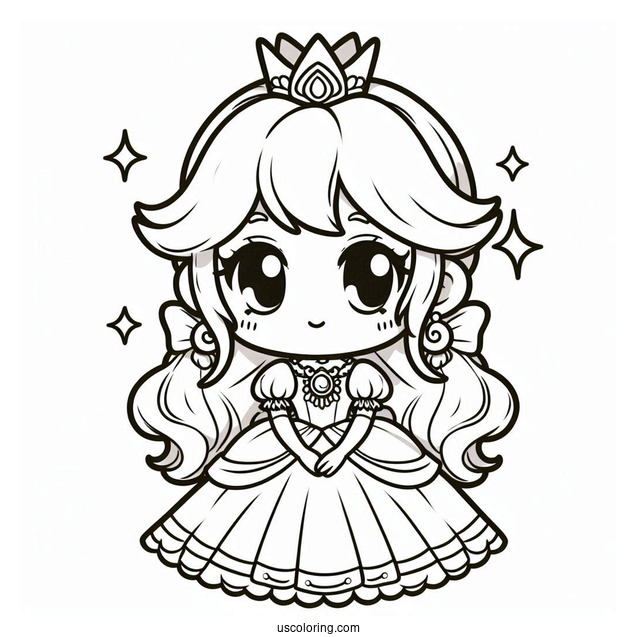 Princess Coloring Page Of Chibi Princess Peach
