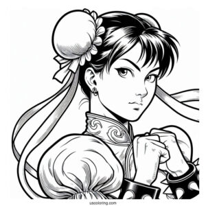 Street Fighter Coloring Page Of Pretty Chun Li For Kids